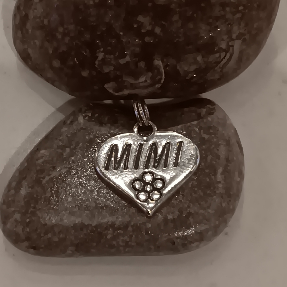 925 SJC Signed Sterling Silver "MIMI" Heart Shaped Charm Pendant